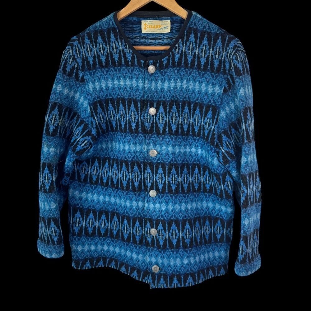 Iceland From Jersey Modeller Of Sweden VTG Scandinavian Lambs Wool Cardigan Sz M
